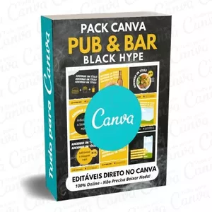 Imagem principal do produto Pack Canva Editável - Pub & Bar Black Hype + 5 Kits Bônus