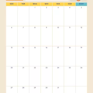 Imagem de capa para o Ebook calendário 2025 planejamento mensal ilustrado divertido amarelo e azul