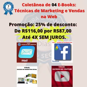 Imagem principal do produto COLETÂNEA DE 04 E-BOOKs: Sobre Facebook Ads; YouTube; Segredos do Marketing Social e E-mail Marketing 