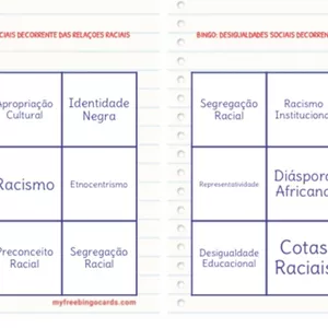 Imagem de capa para o Ebook BINGO DESIGUALDADES SOCIAIS DECORRENTE DAS RELAÇÕES SOCIAIS