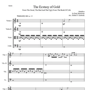 Imagem de capa para o Ebook Arranjo da música "The Ecstasy of Gold" de Ennio Morricone para o filme 'The Good, The Bad and The Ugly', para Quarteto de Cordas
