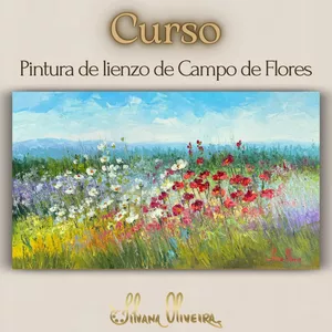 Imagen de portada para Curso online Pintura de lienzo de Campo de Flores