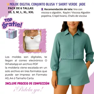Imagen de portada para Ebook ✨MOLDE DIGITAL CONJUNTO BLUSA Y SHORT VERDE  JADE