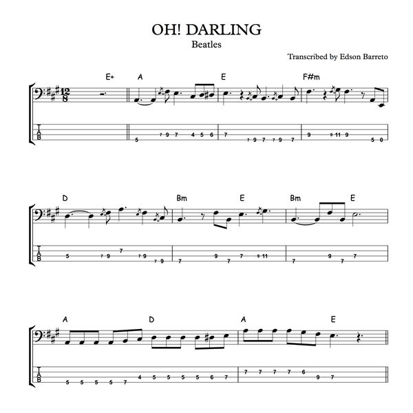 Oh Darling Beatles Bass Transcription Score Tab Lesson Edson Renato Vitti Barreto Learn A New Skill Images Icons Pictures Hotmart