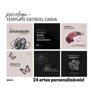 Imagem de capa para o Curso online Pack Psicólogas - Template Canva Pack