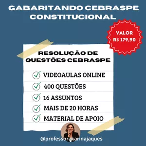 Imagem de capa para o Curso online GABARITANDO CEBRASPE - QUESTÕES DE DIREITO CONSTITUCIONAL