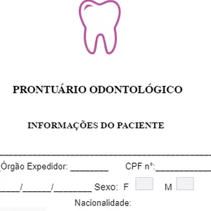 FICHA DE ANAMNESE - Dentista Tratamento Odontológico