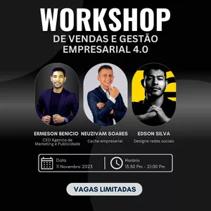 Imagem de capa para o Evento presencial Workshop de vendas e gestão empresarial 4.0