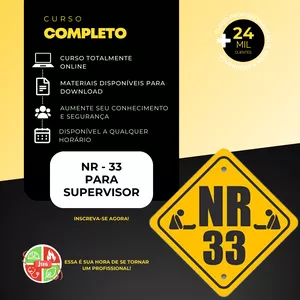 Imagem de capa para o Curso online NR-33 - Para Supervisor - (Vídeos e Slides)