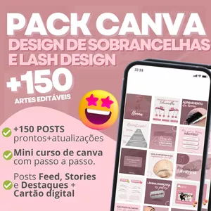 Imagem de capa para o Ebook Pack Canva DESIGN DE SOBRANCELHAS e LASH DESIGN 