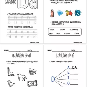 Imagem de capa para o Ebook Atividade para alfabetização - Letra D