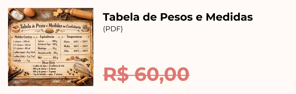 Bônus 3 - Tabela de Pesos e Medidas em PDF no valor de R$ 60,00 do Curso Meu Primeiro Zoológico - Modele 25 Animais em Pasta Americana