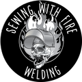 Sewing with fire welding logo