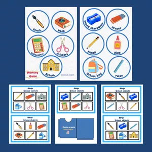 Cover image for Ebook Memory Game and Bingo - School Objects