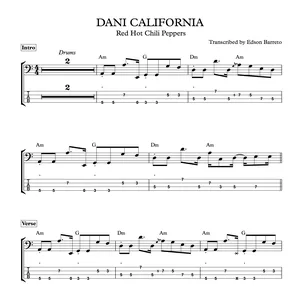 Cover image for Ebook DANI CALIFORNIA (Red Hot Chili Peppers) Bass Transcription, Score &amp; Tab Lesson