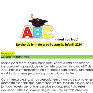 Imagem de capa para o Ebook Formatura ABC Roteiro 2024