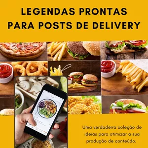 Imagem de capa para o Ebook 100 Legendas Prontas para Posts de Delivery