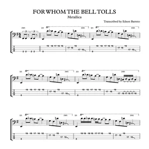 Cover image for Online course FOR WHOM THE BELL TOLLS (Metallica) Bass Transcription, Score & Tab Lesson