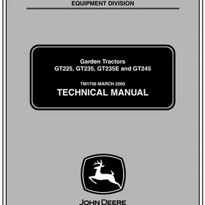 Cover image for Ebook JOHN DEERE GT225 GT235 GT235E LAWNMOWER TRACTOR MANUAL SERVICE TECHNICAL REPAIR