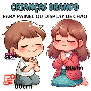 Imagem de capa para o Ebook CRIANÇAS ORANDO - DESENHO AMPLIADO PARA IMPRIMIR 🖨😍