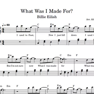 Imagem de capa para o Ebook What Was I Made For? (Billie Eilish) - PIANO Sheet Music