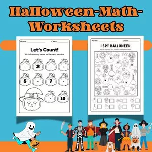 Cover image for Online course Math Skills Halloween Worksheets for First and Second Grades - CCSS Aligned