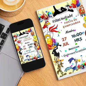 Imagen de portada para Ebook 🎉 Invitación de Cumpleaños Digital – Looney Tunes Clásico 🎈