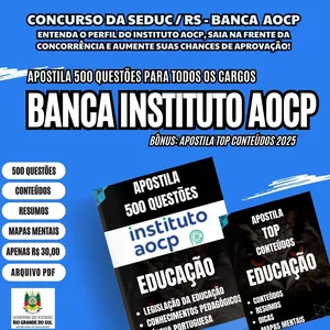 Imagem de capa para o Ebook INSTITUTO AOCP - 500 QUESTÕES EDUCAÇÃO + APOSTILA TOP CONTEÚDOS 2025