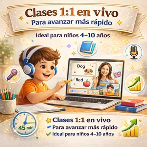 Imagen de portada para Curso online CLASES DE ACOMPAÑAMIENTO 1:1 ENGLISH FOR  KIDS