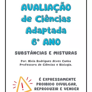 Imagem de capa para o Ebook ATIVIDADE AVALIATIVA DE CIÊNCIAS ADAPTADA - SUBSTÂNCIAS E MISTURAS   