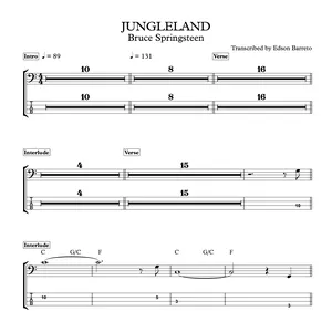 Cover image for Ebook JUNGLELAND (Bruce Springsteen) Bass Transcription, Score &amp; Tab Lesson