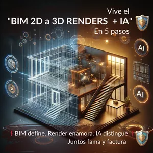 Imagen de portada para Curso online 🛡 Vive el BIM 2D a 3D RENDERS  ➕ IA🛡
