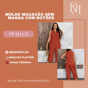 Imagem de capa para o Ebook MOLDE MACACÃO SEM MANGA COM BOTÕES