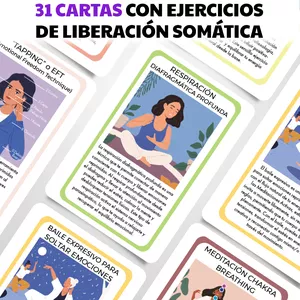 Imagen de portada para Curso online 31 Cartas de ejercicios de Liberación Somática y Estrés-descargables en PDF para imprimir