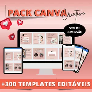 Imagem de capa para o Curso online Pack Canva Criativo - Templates Canva