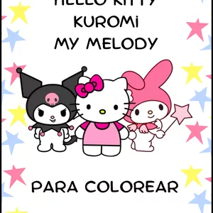 Imagen de portada para Ebook Libro Para Colorear Kitty My Melody Kuromi Imprimible