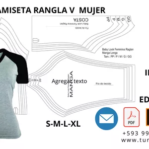 Imagen de portada para Ebook MOLDE CAMISETA MANGA RANGLAN V FEMENINO