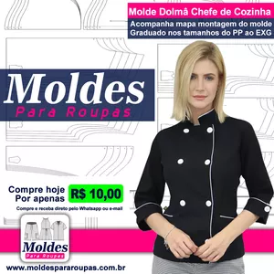 Imagem de capa para o Curso online Molde PDF Dolmã chefe de cozinha Feminino PP ao EXG