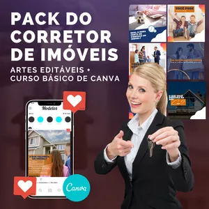 Imagem de capa para o Curso online Pack do Corretor de Imóveis - Curso de Canva + 200 Artes Editáveis 