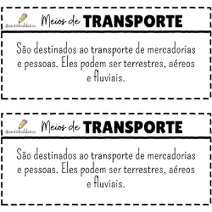 Imagem de capa para o Ebook Atividade - Meios de transportes