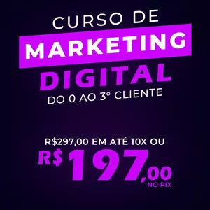 Imagem de capa para o Curso online CURSO DE MARKETING DIGITAL - DO ZERO AO SEU 3º CLIENTE