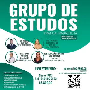 Imagem de capa para o Curso online GRUPO DE ESTUDOS PRÁTICA TRABALHISTA