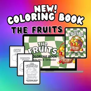 Cover image for Ebook Coloring Book: THE FRUITS (English &amp; Spanish)