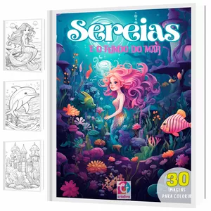 Imagem de capa para o Ebook Livro infantil para colorir Sereias e o Oceano