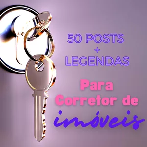 Imagem de capa para o Curso online 50 post e legendas prontas para CORRETORES