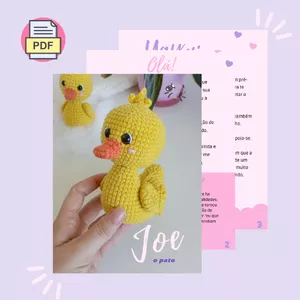 Imagem de capa para o Ebook PDF- Receita em amigurumi patinho Joe