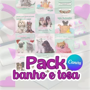 Imagem de capa para o Ebook PACK Canva - banho e tosa - 10 post sem legenda 