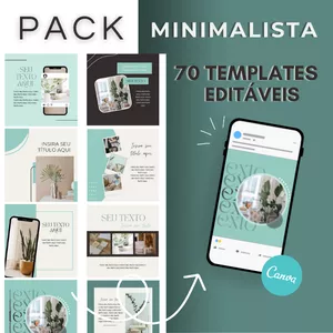 Imagem de capa para o Ebook Pack Canva Minimalista com 70 templates