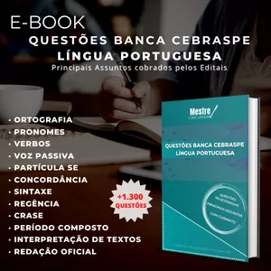 Imagem de capa para o Ebook Questões para Concursos - Banca CEBRASPE: Língua Portuguesa