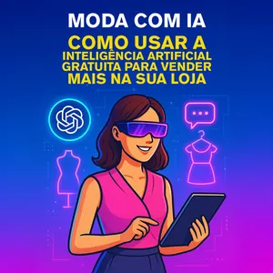 Imagem de capa para o Ebook Moda com IA: Como Usar Inteligência Artificial Gratuita para Vender Mais na Sua Loja